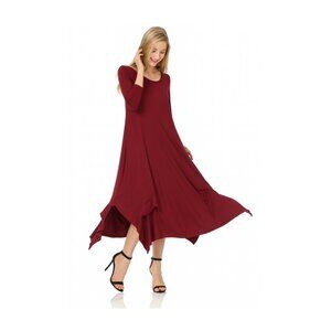 NWT | Allium Handkerchief Midi Dress | Burgundy | S & M